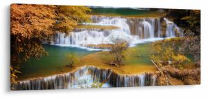 Obraz - Vodopády Huay Mae Khamin, Thajsko (120x50 cm)