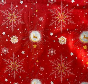 Ervi bavlnený záves - Vianočný vzor - červený