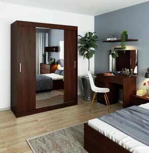 Priestranná šatníková skriňa 150 cm VALESTRA so zrkadlami - wenge