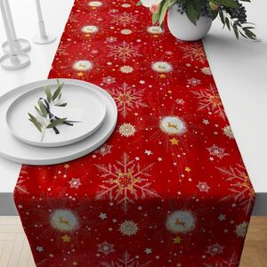 Ervi bavlnený behúň na stôl - Vianočný vzor - červený