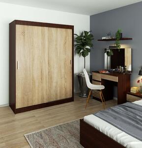 Priestranná šatníková skriňa 150 cm VALESTRA - wenge / dub sonoma