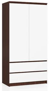 Šatníková skriňa so šuplíkmi 90 cm LOTA - wenge / biela