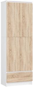 Dvojdverová skriňa so šuplíkom 60 cm VALESTRA - biela / dub sonoma