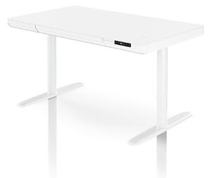 Elektrický písací stôl sit-stand so zásuvkou a bezdrôtovou nabíjačkou Qi biely, 1200 mm: ELLIS