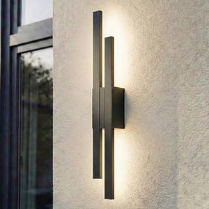 Lindby LED vonkajšie nástenné svietidlo Sakari, čierne, hliník, výška 59 cm, Čierna, Hliník, Moderný