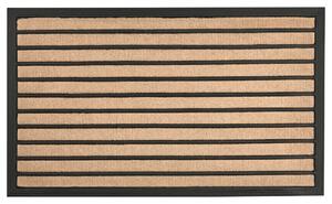 Rohožka prírodná a čierna polyester guma 45 x 75 cm PVC povlak pruhovaná protišmyková rohož do interiéru moderná