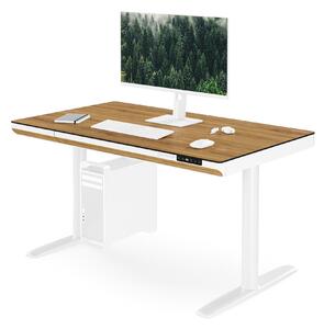 Elektrický písací stôl sit-stand so zásuvkou a bezdrôtovou nabíjačkou Qi biely/zlatý dub, 1200 mm: ELLIS