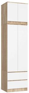 Šatníková skriňa s nástavcom 60 cm WREN - dub sonoma / biela