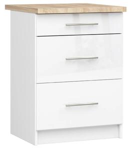 Kuchynská skrinka so šuplíkmi 60 cm VERMINA - biela / biela lesklá