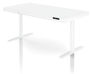 Elektrický písací stôl sit-stand so zásuvkou a bezdrôtovou nabíjačkou Qi biely, 1400 mm: ELLIS