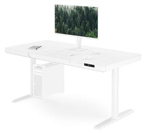 Elektrický písací stôl sit-stand so zásuvkou a bezdrôtovou nabíjačkou Qi biely, 1400 mm: ELLIS