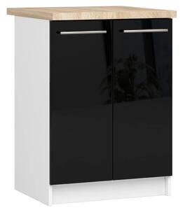 Dolná kuchynská skrinka 60 cm VERMINA - biela / čierna lesklá