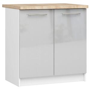 Dolná kuchynská skrinka 80 cm VERMINA - biela / svetlo šedá lesklá
