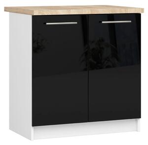 Dolná kuchynská skrinka 80 cm VERMINA - biela / čierna lesklá