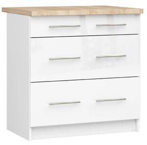 Kuchynská skrinka so šuplíkmi 80 cm VERMINA - biela / biela lesklá