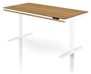 Elektrický písací stôl sit-stand so zásuvkou a bezdrôtovou nabíjačkou Qi biely/zlatý dub, 1400 mm: ELLIS