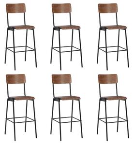 Barové stoličky 6 ks preglejka a oceľ