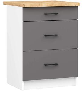 Kuchynská skrinka so šuplíkmi 60 cm VERMINA - biela / šedá