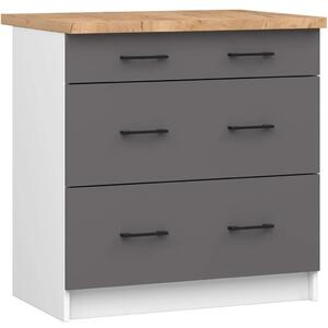 Kuchynská skrinka so šuplíkmi 80 cm VERMINA - biela / šedá