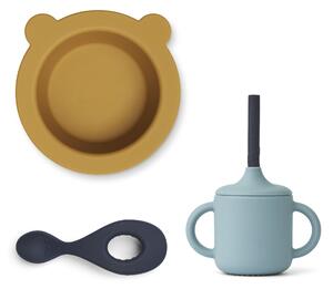 Silikónový jedálenský set Kali Sea Blue - set 3 ks