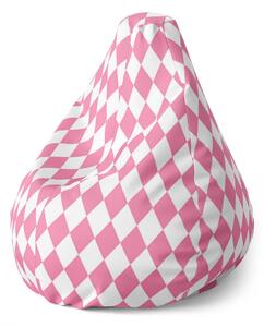 Sablio Sedací vak Pear Ružovo-biele kosoštvorce - 70 x 95 x 15 cm