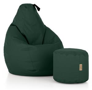 SakyPaky sedací set Hruška s taburetem lahvově zelená