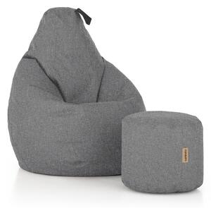 SakyPaky sedací set Hruška s taburetem světle šedý melír
