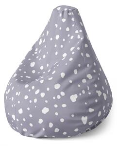 Sablio Sedací vak Pear Biele fliačiky na fialovej - 70 x 95 x 15 cm