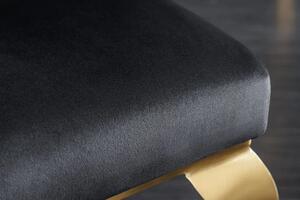 Invicta Interior - Elegantná stolička MODERN BAROQUE, čierno zlatá zamat, nerezová oceľ