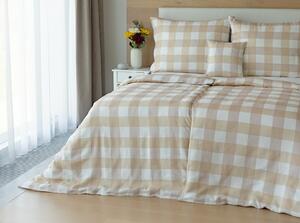 Obliečky Quadro Beige Linen 100% len 1x 140/200, 1x 70/90
