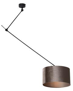 Závesná lampa čierna so zamatovým tienidlom taupe 35cm - Blitz