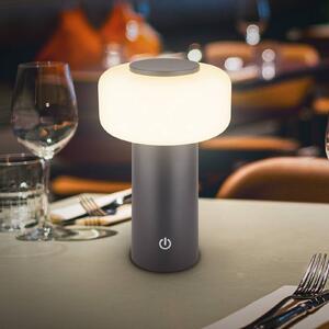 LED stolová lampa Juna, antracitová, IP44, stmievateľná, 20 cm