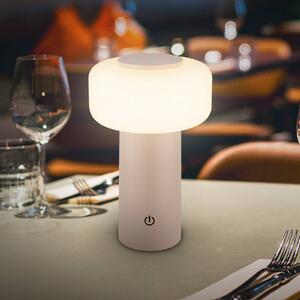 LED stolová lampa Juna, béžová, IP44, stmievateľná, 20 cm