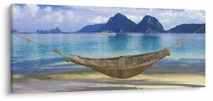 Obraz - Obraz hojdacej siete na pláži 2 (120x50 cm)