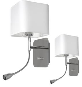 Nástenné svietidlo Napoli, 1x biele textilné tienidlo + 1xLED 1w, ch
