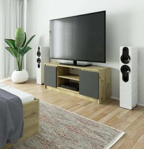 TV stolík s dvierkami YMARIN - dub artisan / šedý