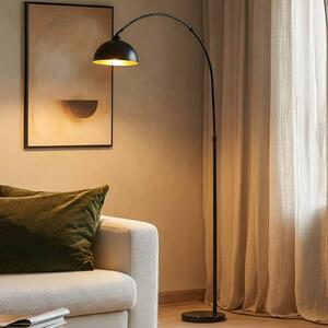 Stojacia lampa Lindby Tonka, čierne, kov, 185 cm, E27, Čierna, Obývacia izba / jedáleň, kov, Moderný, Oblúková stojaca lampa