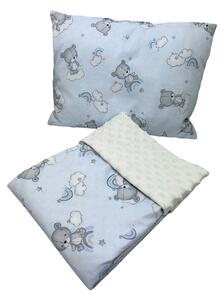 INTERMEDIC SK Set Intermedic do kočíka Macko - modrá/minky krémová 100x75/40x30 cm