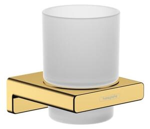Držiak pohára a kefiek Hansgrohe AddStoris vrátane poháre vo farebnom prevedení lešteného zlata 41749990