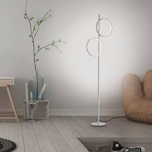 LED stojacia lampa Mini-Ritus, strieborné, železo, 2 krúžky, Hliník / sivá / zinok, Obývacia izba / jedáleň, kov, Moderný