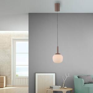 LED závesné svietidlo Nami, 1-žiarovkové, biela/piesková, sklo, železo, Hnedá / hrdzavá, Obývacia izba / jedáleň, kov, Závesné svietidlo