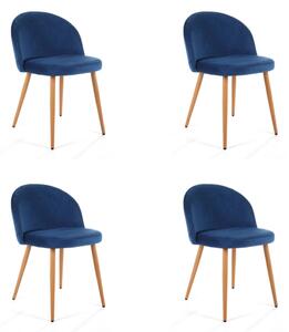 Set 4x jedálenská stolička SAHURA - tmavo modrý / buk