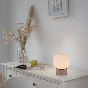 Stolová LED lampa Nami, biela/piesková, sklo, železo, výška 17 cm, Hnedá / hrdzavá, Obývacia izba / jedáleň, kov, Stojacie svietidlo