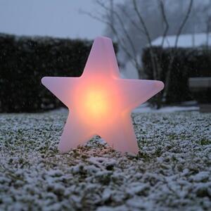 LED dekoratívne svietidlo na batérie Star, výška 39,5 cm, IP44, biele, RGBW, Biela / opálová, Obývacia izba / jedáleň, Plast