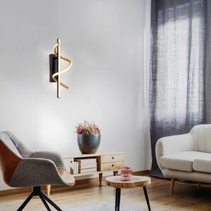 LED nástenné svetlo Emanda, čierna/zlatá, železo, hliník, Čierna, Obývacia izba / jedáleň, kov