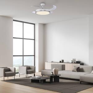 LED stropný ventilátor Kopta strieborný, s diaľkovým ovládaním, Ø 107 cm, Hliník / sivá / zinok, Obývacia izba / jedáleň, kov, Moderný