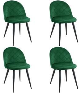 Set 4x jedálenská stolička VASICA - fľaškovo zelený / čierny