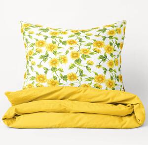 Goldea bavlnené posteľné obliečky duo - slnečnice so žltou 140 x 200 a 70 x 90 cm