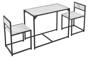 Súprava kuchynského stola so stolom a 2 stoličkami - mramorový vzhľad