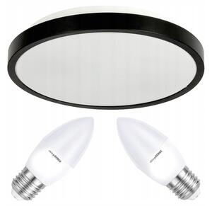 BERGE Stropné LED svietidlo LARI-R BLACK - 2xE27 IP20 + 2x E27 10W sviečka - teplá biela